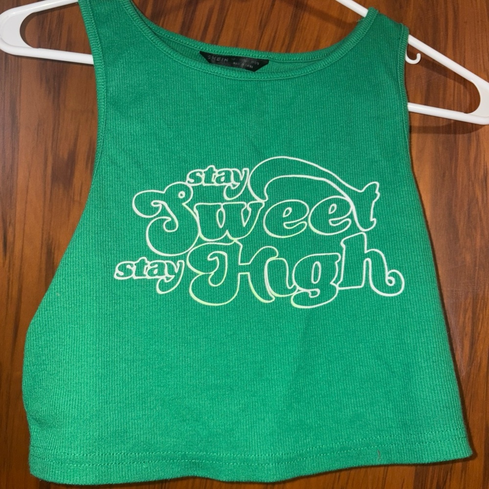 Green Graphic Tank Top stay sweet stay high sold out